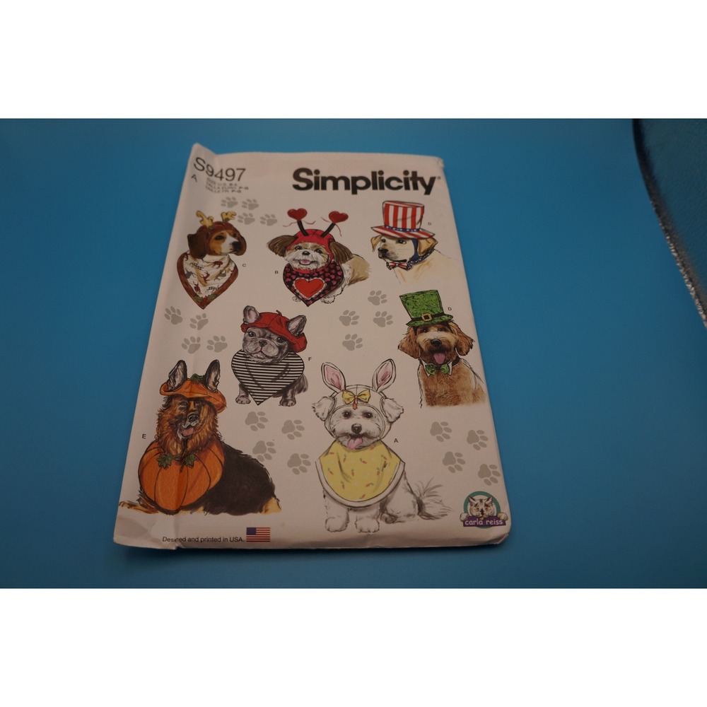 Simplicity S9497 Pet Accessories Sewing Pattern Hats Bandanas Costumes S-L UNCUT